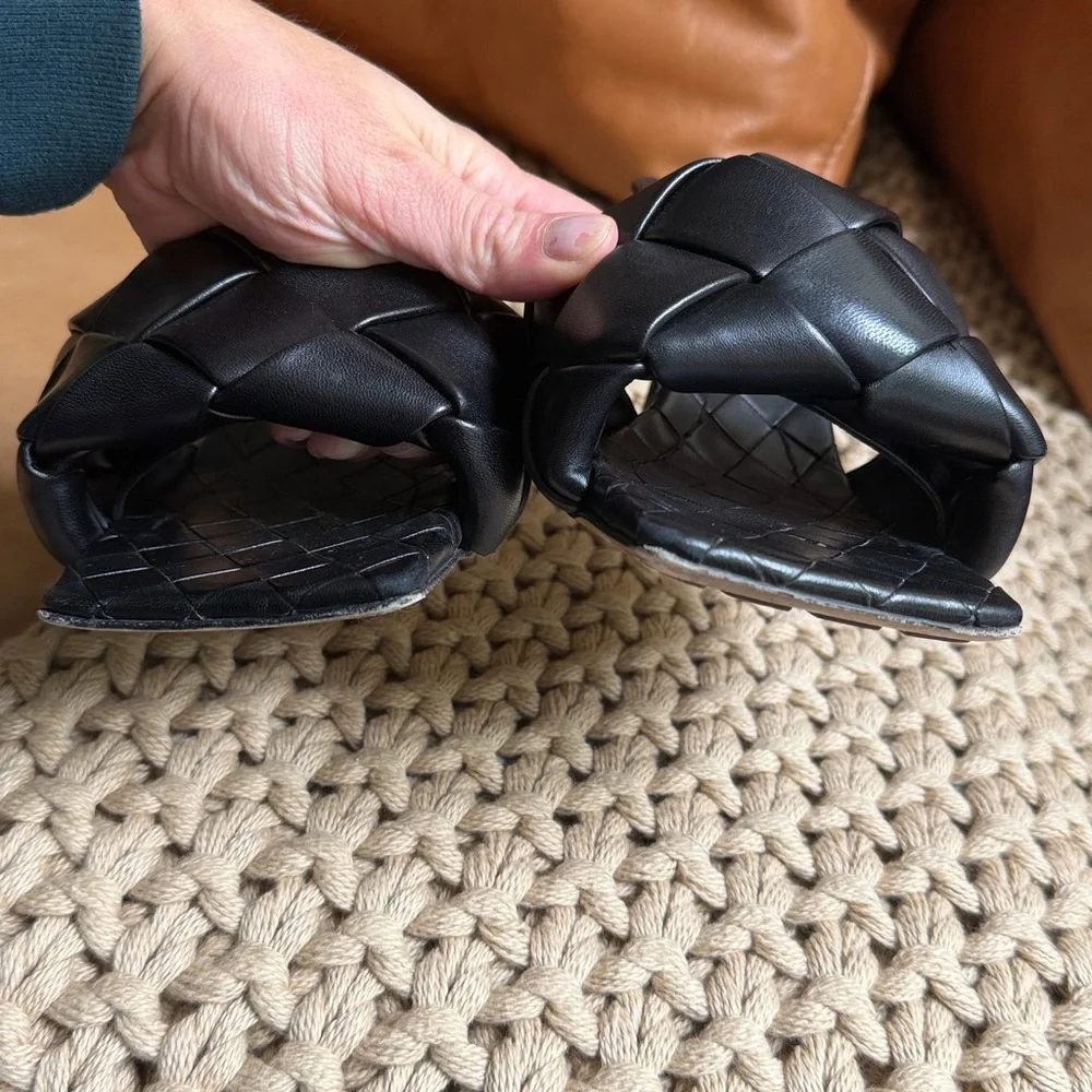 Bottega Lido Intrecciato Leather Mule Heels